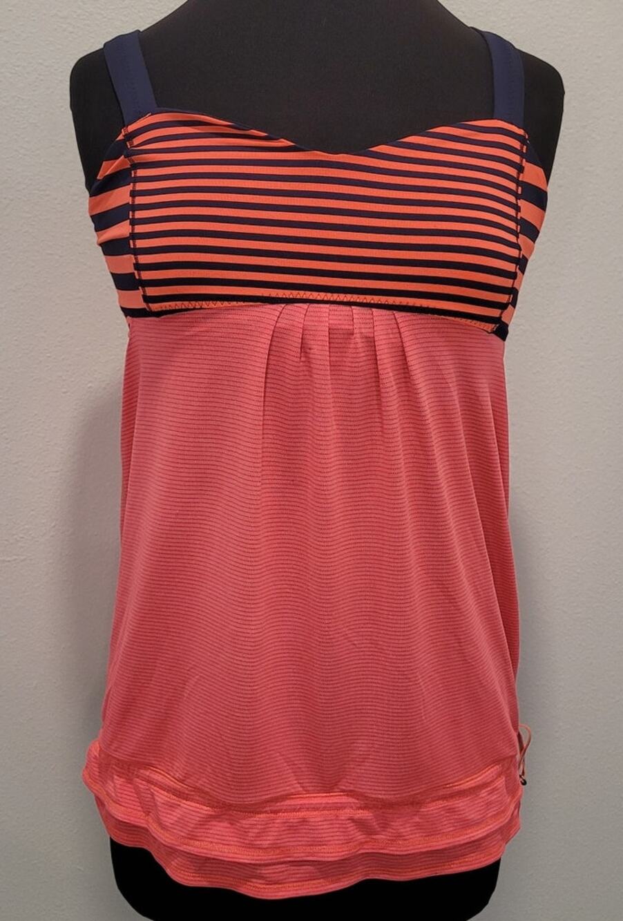 Lululemon Back On Track Tank 10 Stripe Ruffle Hem Athleisure